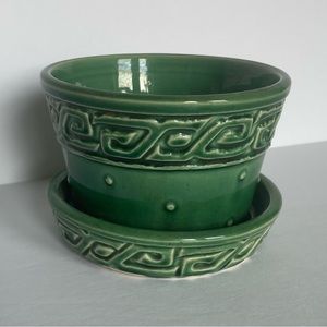 Vintage McCoy Greek Key Design Green Planter, 1950s - 1960s